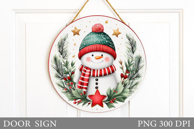 Cute Snowman Door Sign Design. Christmas Sublimation