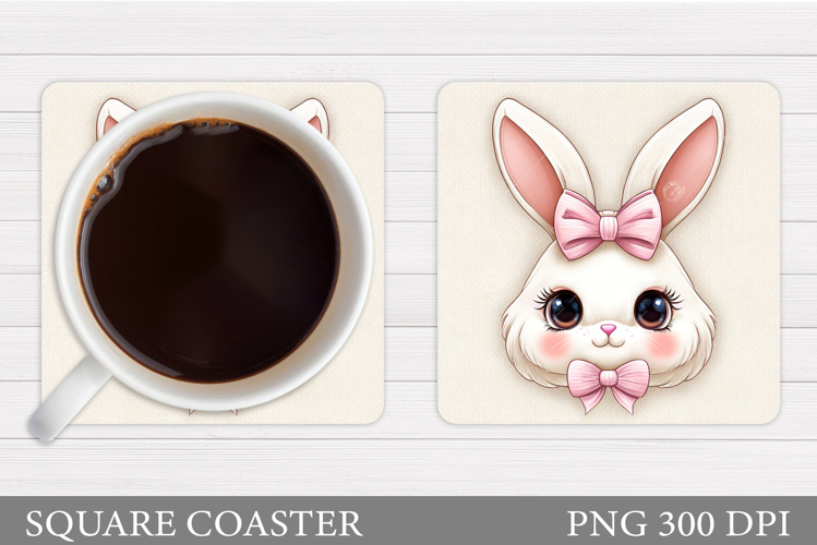 Cute Bunny Coaster Design. Cute Bunny Sublimation