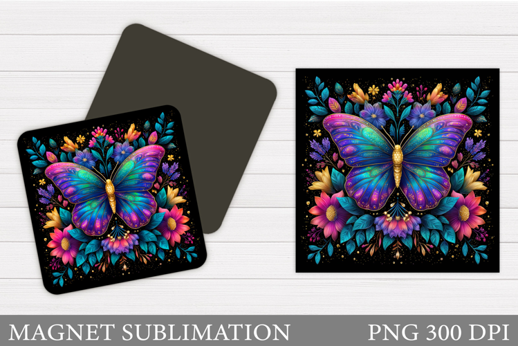 Butterfly Flowers Sublimation. Butterfly Magnet Sublimation