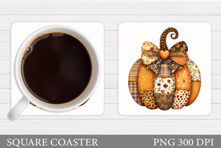 Patchwork Pumpkin Coaster. Fall Coaster Sublimation