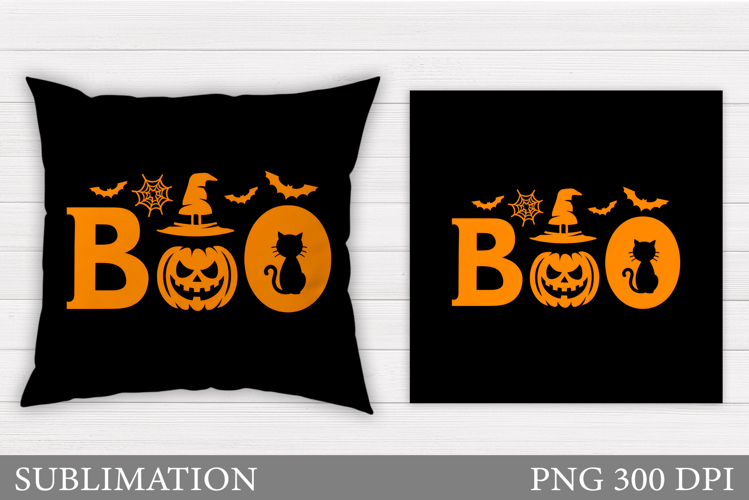 Boo Pillow Design. Halloween Pillow Sublimation