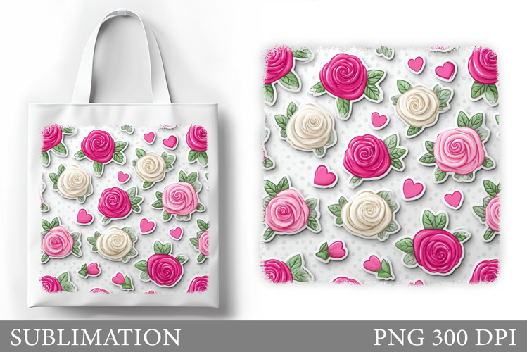 Roses Tote Bag Design. Flowers Roses Sublimation