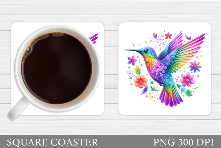 Hummingbird Square Coaster. Hummingbird Coaster Sublimation
