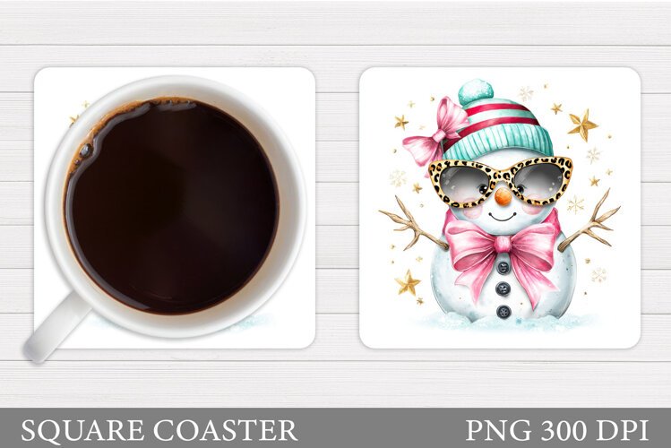 Snowman Coaster Design. Christmas Coaster Sublimation example image 1