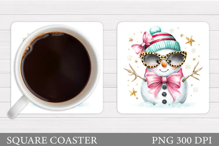 Snowman Coaster Design. Christmas Coaster Sublimation