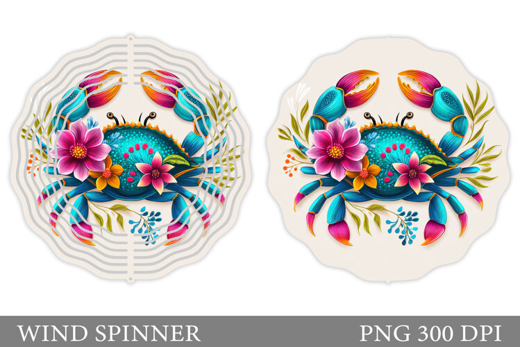 Crab Wind Spinner Sublimation. Sea Wind Spinner Design example image 1