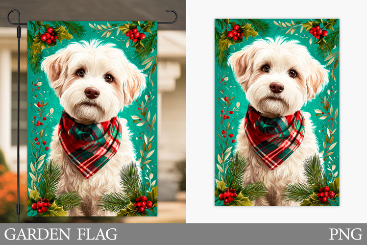 Christmas Dog Garden Flag. Christmas Garden Flag Design