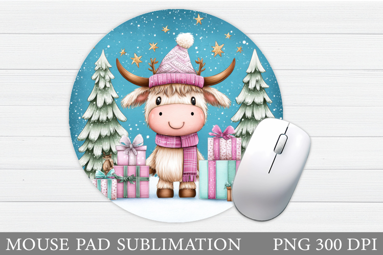 Christmas Cow Mouse Pad. Christmas Mouse Pad Sublimation