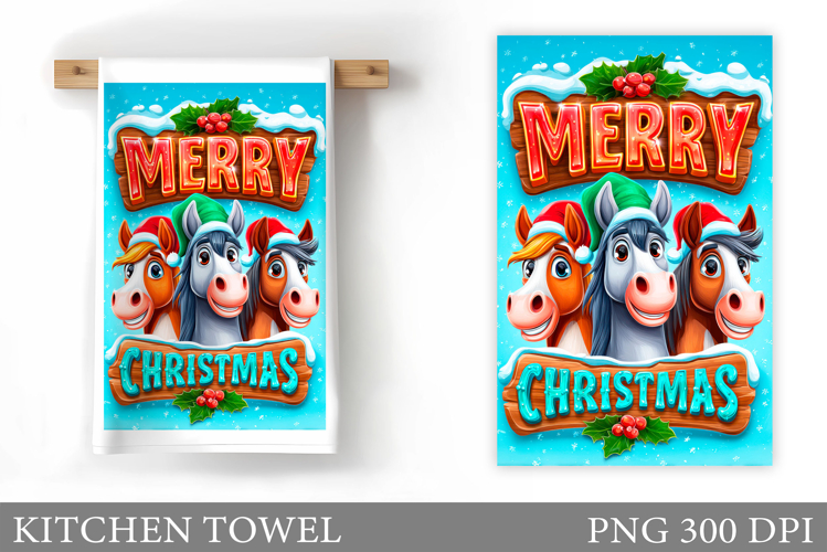 Cute Horse Kitchen Towel. Christmas Kitchen Towel Design