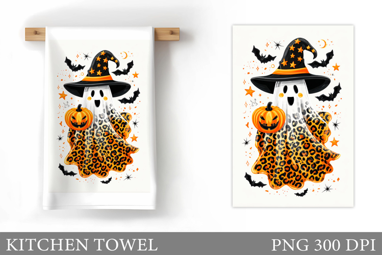 Cute Ghost Kitchen Towel. Cute Halloween Kitchen Towel