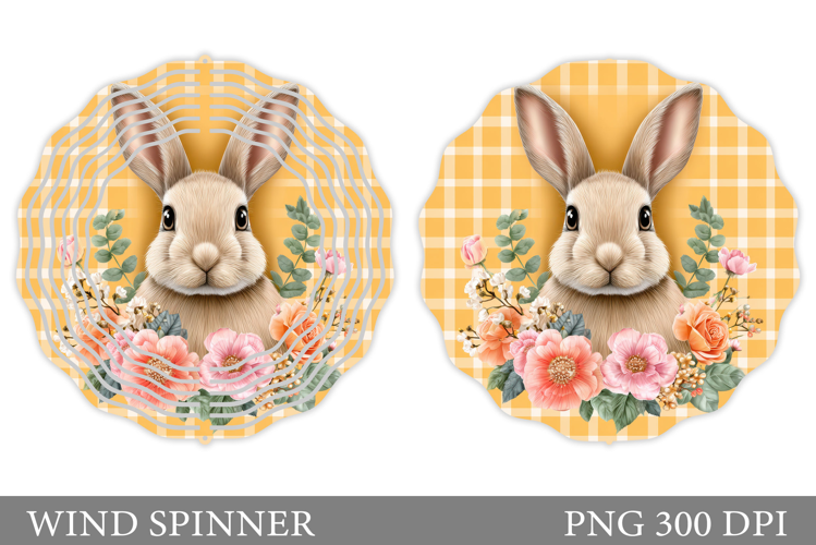 Cute Bunny Wind Spinner. Bunny Flowers Wind Spinner Design