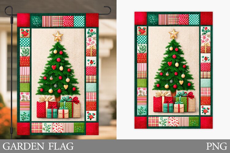 Christmas Tree Garden Flag. Merry Christmas Garden Flag example image 1
