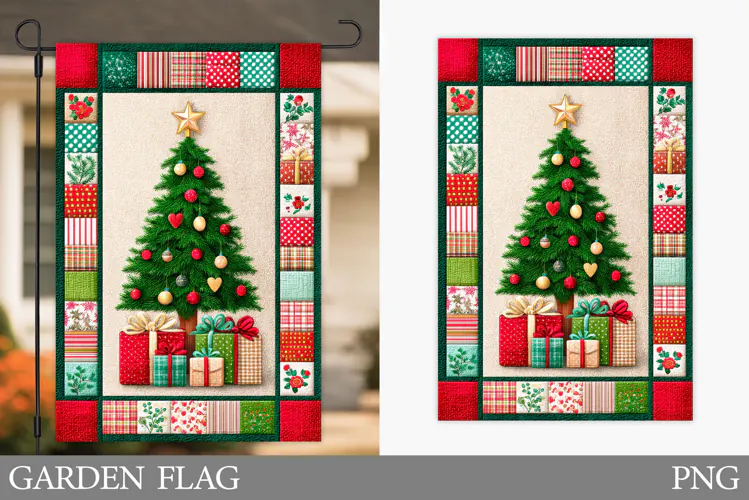 Christmas Tree Garden Flag. Merry Christmas Garden Flag