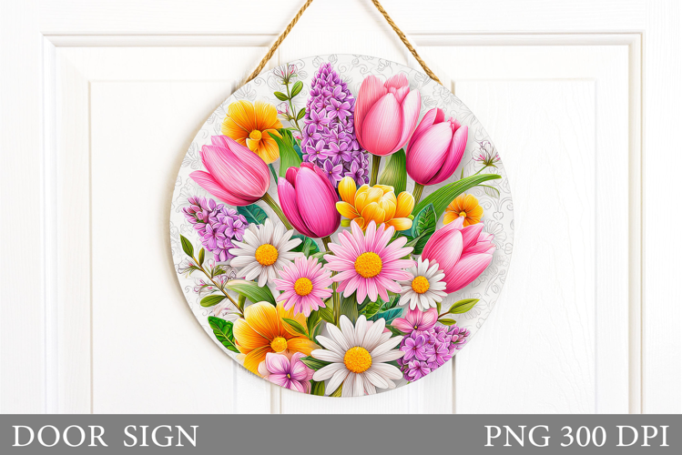 Floral Door Sign Sublimation. Flowers Door Sign Design