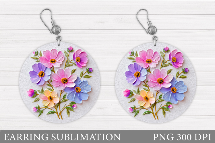 Flowers Earring Design. Floral Earring Sublimation