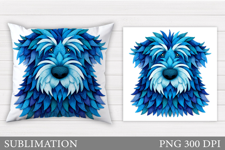 Denim Patchwork Dog Pillow. Patchwork Dog Sublimation