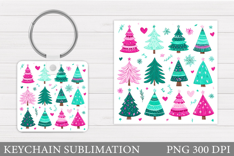 Christmas Tree Keychain. Christmas Keychain Sublimation