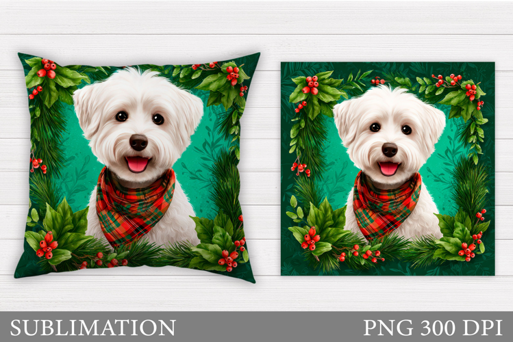 Christmas Dog Pillow Design. Christmas Pillow Sublimation