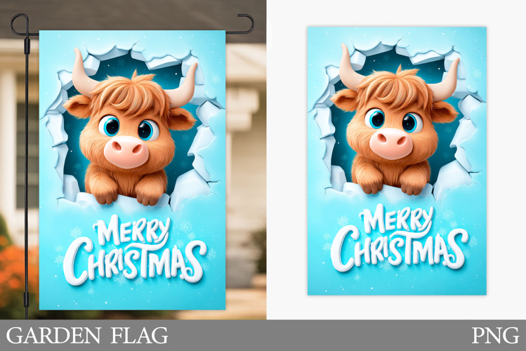 Christmas Cow Garden Flag. Christmas Garden Flag Design