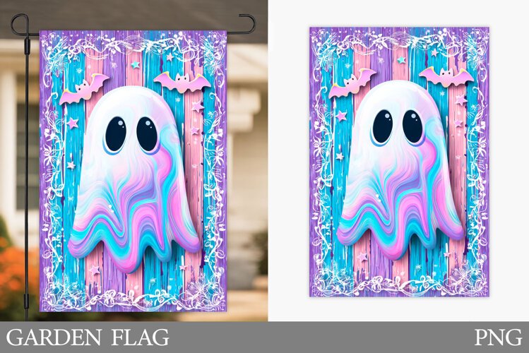 Ghost Garden Flag Sublimation. Halloween Garden Flag Design example image 1