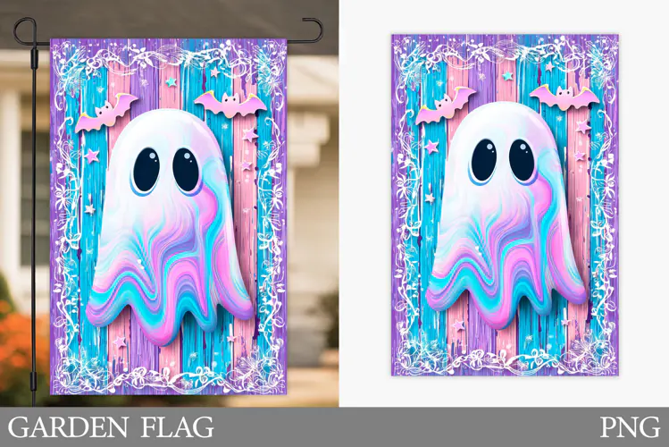 Ghost Garden Flag Sublimation. Halloween Garden Flag Design