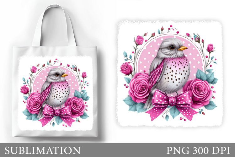 Cute Bird Tote Bag Design. Cute Bird Sublimation