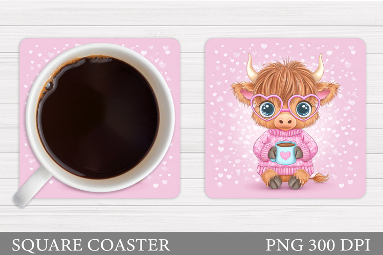 Valentines Cow Coaster Design. Valentines Square Coaster