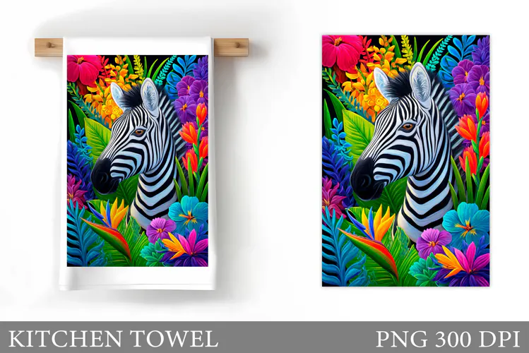 Zebra Kitchen Towel. Flowers Kitchen Towel Design