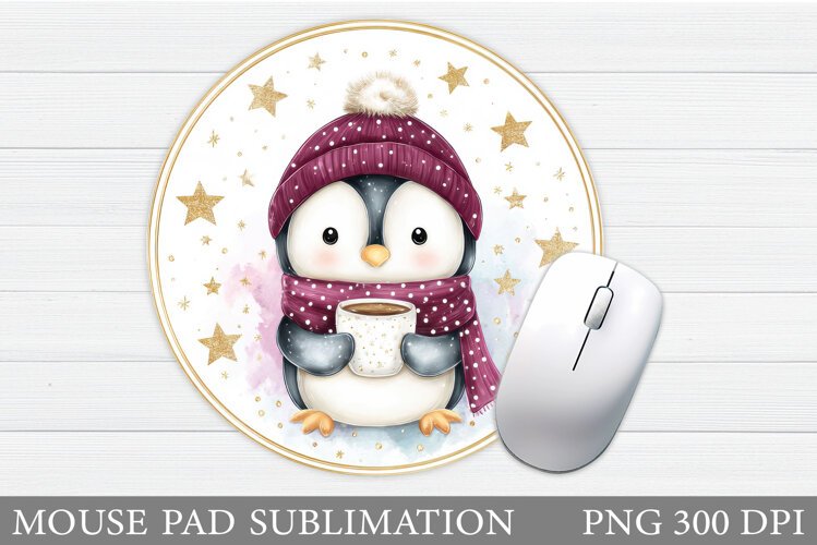Christmas Penguin Mouse Pad. Christmas Mouse Pad Design example image 1