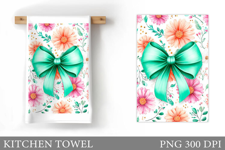 Floral Kitchen Towel Design. Flowers Kitchen Towel example image 1