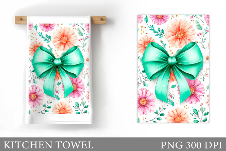 Floral Kitchen Towel Design. Flowers Kitchen Towel