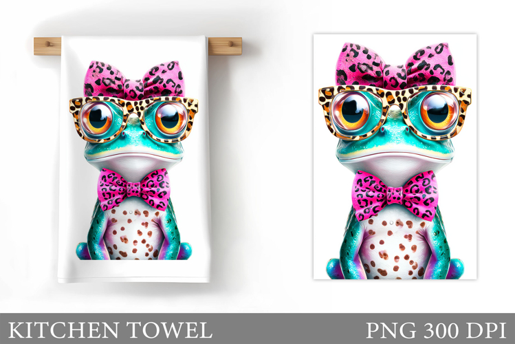 Frog Kitchen Towel Design. Cute Frog Sublimation