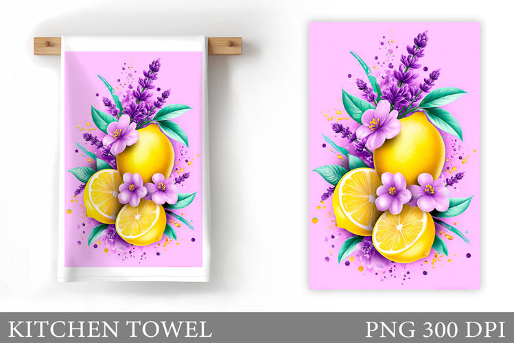 Lemons Kitchen Towel. Flowers Kitchen Towel Design example image 1