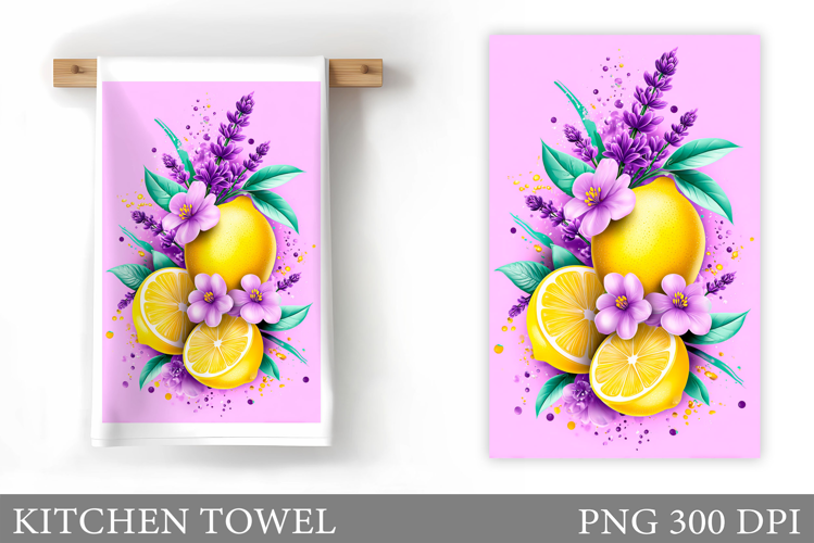 Lemons Kitchen Towel. Flowers Kitchen Towel Design