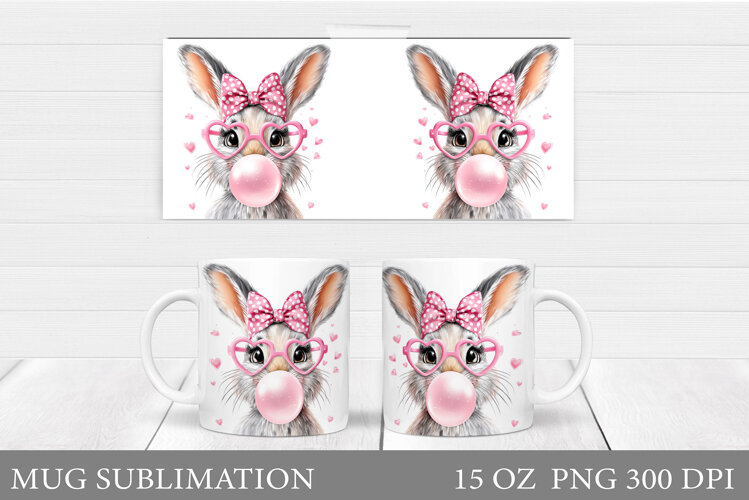 Cute Bunny Mug Design. Cute Bunny Sublimation example image 1