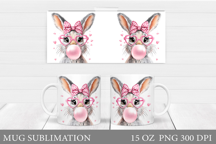 Cute Bunny Mug Design. Cute Bunny Sublimation