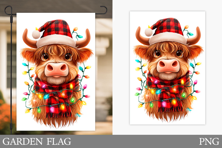 Christmas Cow Garden Flag. Christmas Garden Flag Design