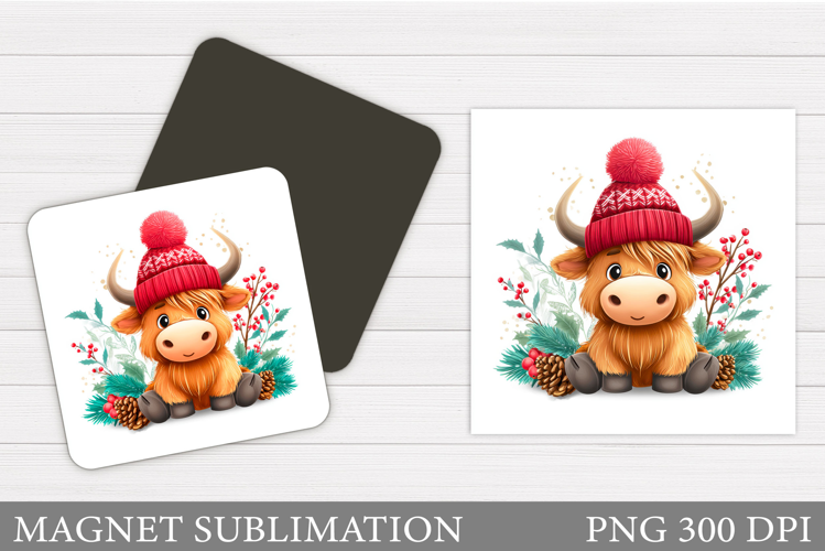 Christmas Cow Magnet. Christmas Magnet Sublimation