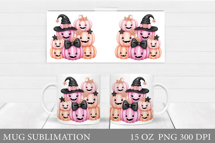 Halloween Pumpkin Mug Design. Halloween Mug Sublimation