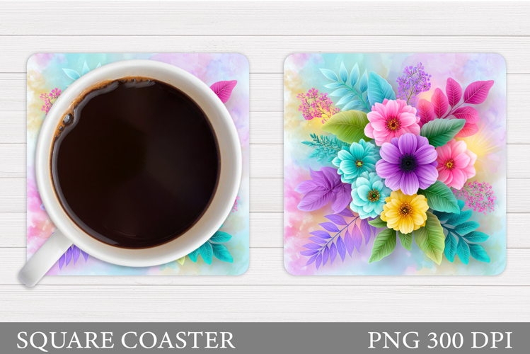 Flowers Coaster Design. Floral Coaster Sublimation