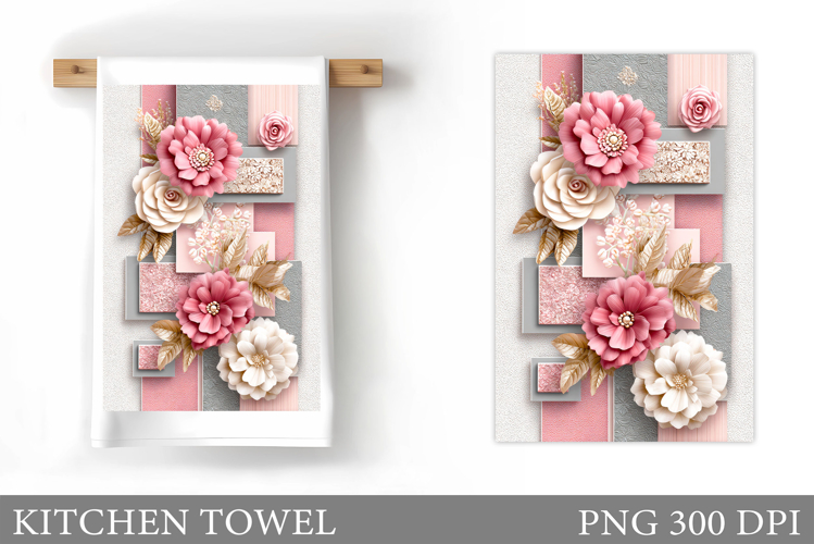 Flowers Kitchen Towel. Floral Kitchen Towel Sublimation