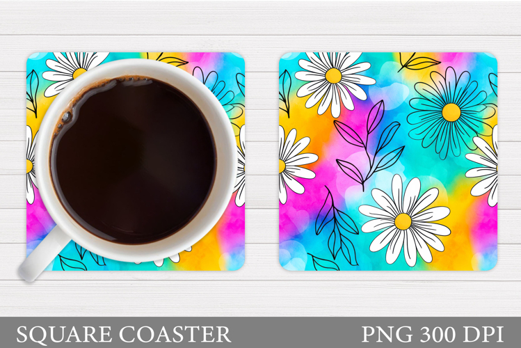 Daisy Flowers Coaster Design. Flowers Sublimation