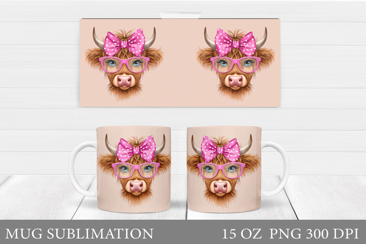 Cute Cow Mug Sublimation. Funny Cow Mug Wrap Design