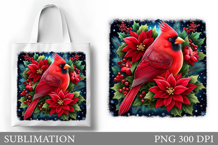 Christmas Cardinal Tote Bag. Christmas Tote Bag Design