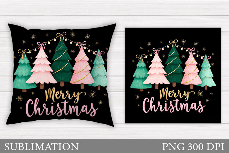 Christmas Tree Pillow Design. Christmas Pillow Sublimation example image 1