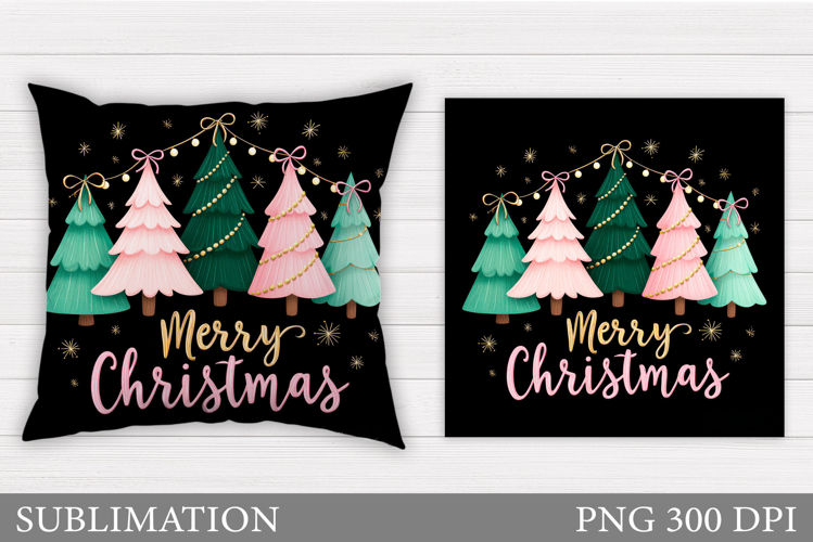 Christmas Tree Pillow Design. Christmas Pillow Sublimation