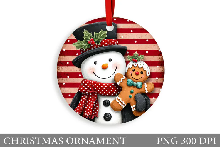 Snowman Christmas Ornament. Christmas Ornament Sublimation
