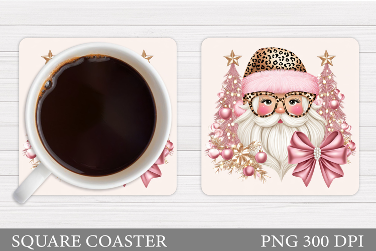 Cute Santa Coaster Sublimation. Santa Claus Coaster Design