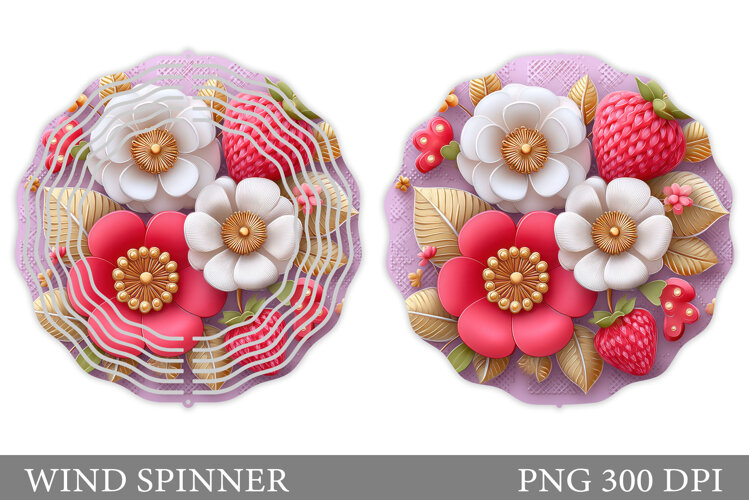 Strawberry Wind Spinner. Flowers Wind Spinner Sublimation example image 1
