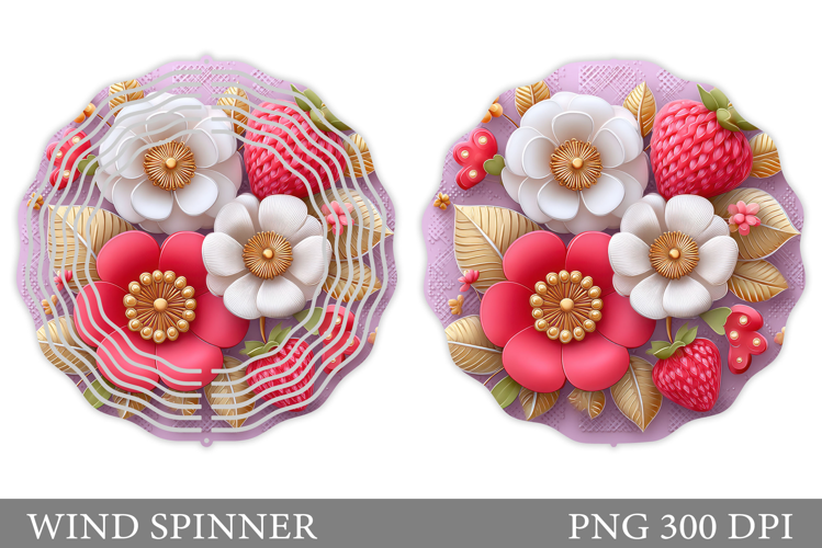 Strawberry Wind Spinner. Flowers Wind Spinner Sublimation